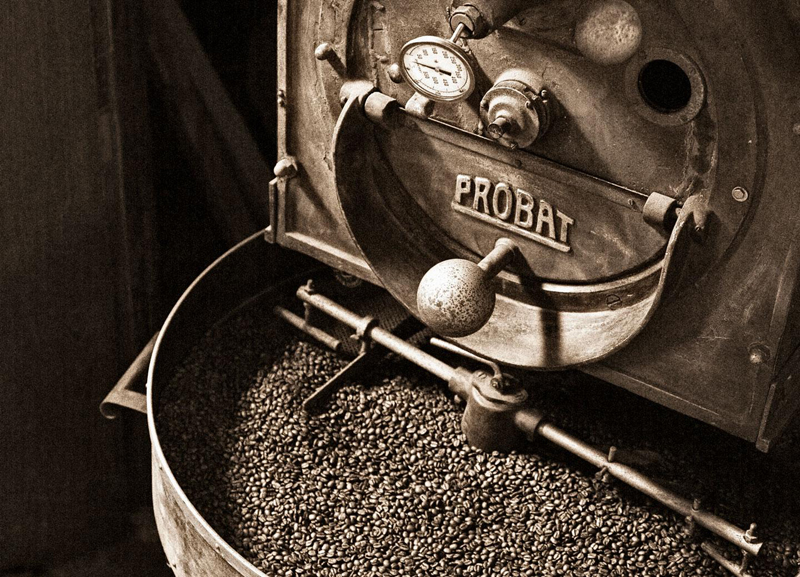 Coffee beans are being roasted.